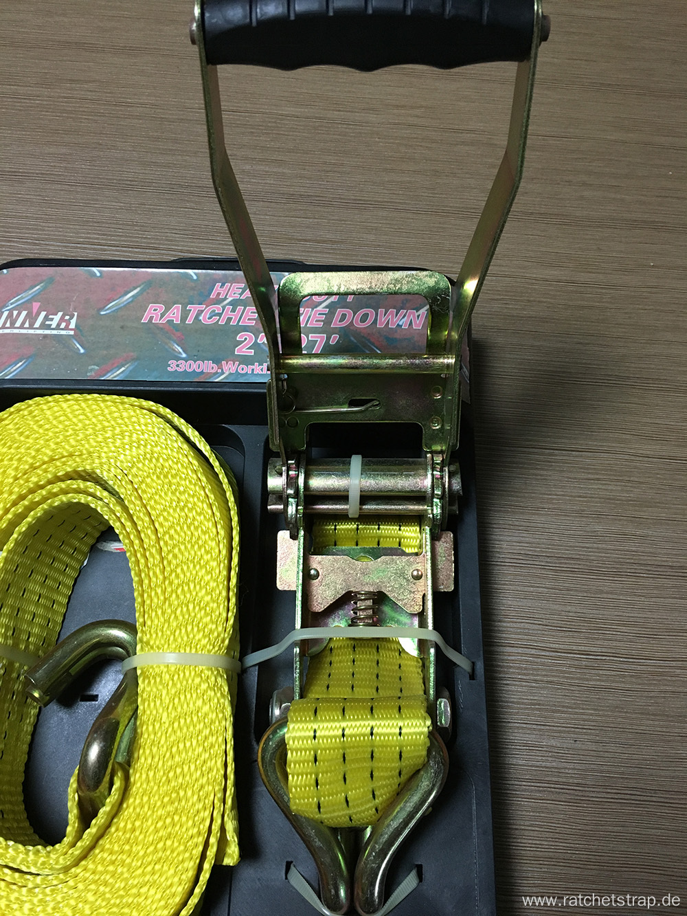 Packaged Ratchet Tie Down Yellow Lashing Belt with 4540KGS