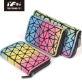PU Leder Damenmode Reißverschluss Regenbogen Farbe Brieftasche