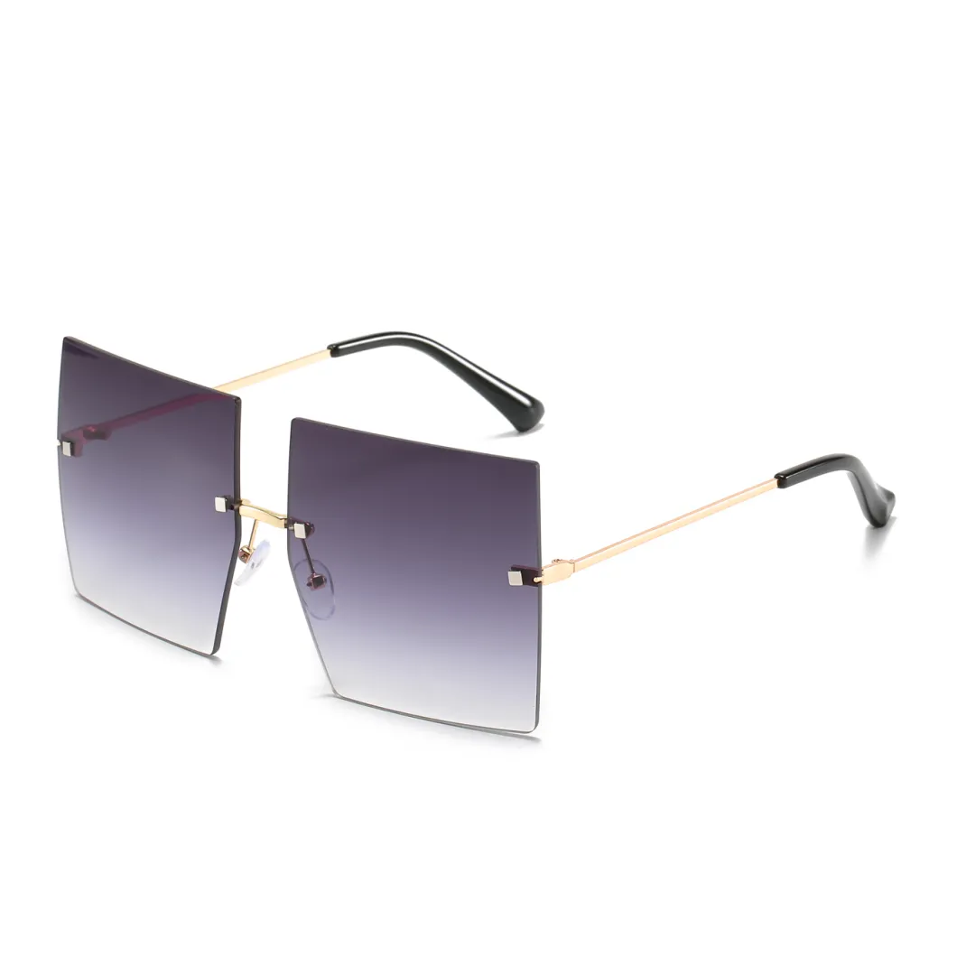 2020 No MOQ Square Metal Big Lens Fashion Sunglasses