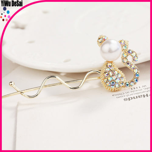 Cute shiny cat pearl Hair Clips Return Gift fancy hair pins