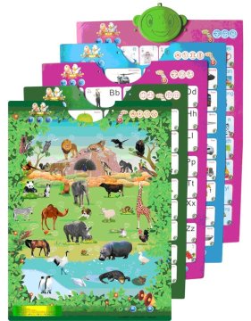 5 In 1 English Phonetic Charts Or Arabic Alphabet Chart For Kids Animal Learning, Eye Exam
