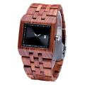 Square man's Natural wooden Wrist watch