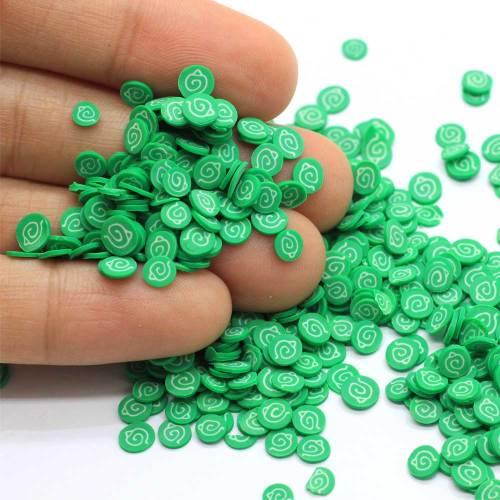 Mini rebanadas de arcilla polimérica suave redondas de polímero al por mayor de 5 mm, rebanadas de arcilla blanda de remolino verde con cuentas de diseño bonito, 500 g / bolsa para bricolaje