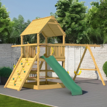 Wooden Swing Sets and Rope Climbing Ladder Jungle Gyms for Garden Playgrounds