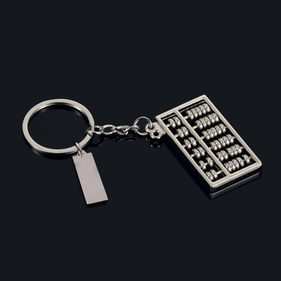 Wholesale Chinoiserie Metal Keychain Golden Silvery Abacus Keychain Car Pendant Promotion Gift