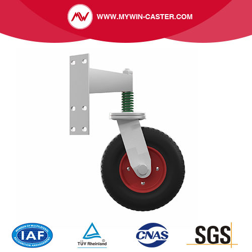 Spring gate solid round stem without brake iron core rubber caster