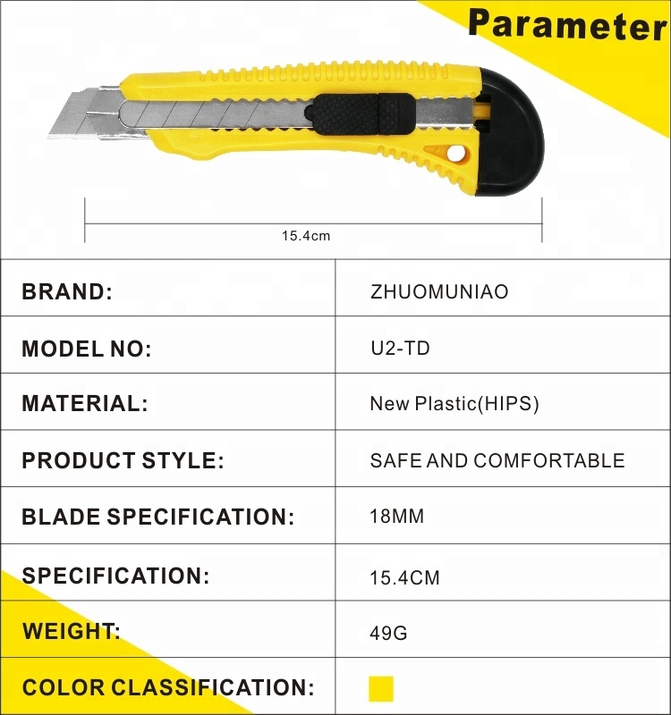 Anchura colorida del OEM 18MM del cuchillo plástico útil estupendo estupendo al por mayor del cortador