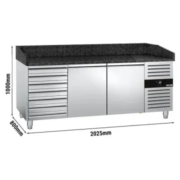 Black Granite Worktop Pizza Cooler with Drawers
