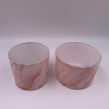 pot de bougie en verre coloré nuage rose sans plomb