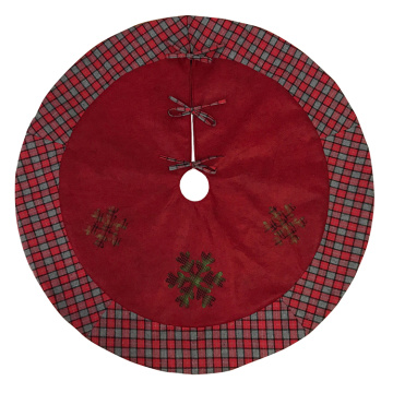 Tree skirt plaid Christmas decoration red snowflake