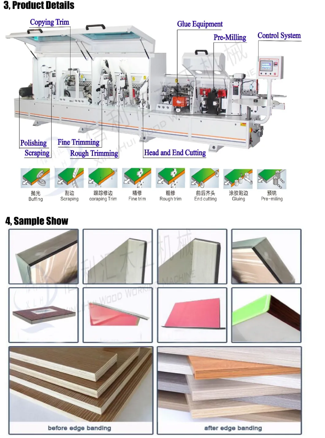 Automatic Wood-Working Edge Bander Equipment for All Functions for MDF PVC Woodworking Panel Type Furniture Processing Wood Machine for Furniture Use