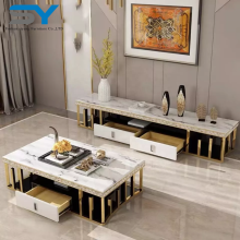 Modern Stainless Steel TV Stands and Marble-Top Coffee Tables