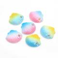 Kawaii Colorful Gradient Sea Shell Shaped Resin Cabochon For Handmade Craft Decorative Beads Charms Phone Shell Ornaments