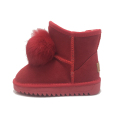 Mädchen Winter Warm Leder Knöchel Cute PomPom Booties