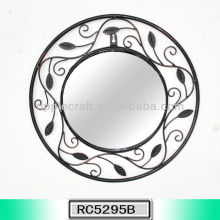 Decorative Franklin Round Mirror in Antique Brown Leaf