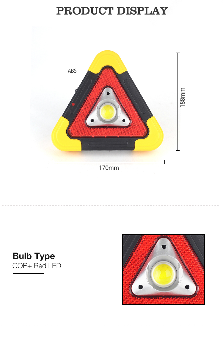 Hot Sales Portable Triangle 10W COB LED Worklight AA Battery Outdoor Flooding Light for Emergency