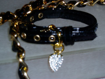 RHINESTONE HEART DOG TAG, COLLAR & Leash **FOR PETS DOGS, CATS