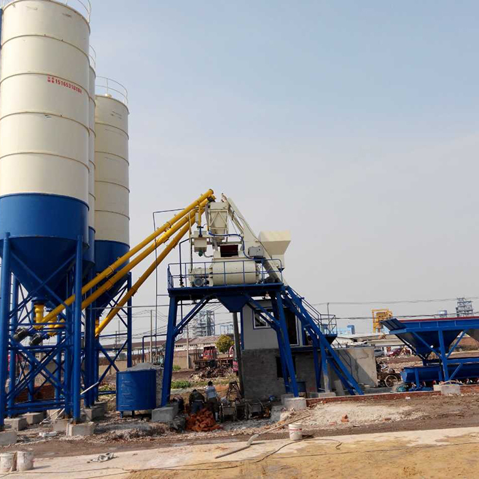 HZS75 stationary concrete batching plant in Ethiopia