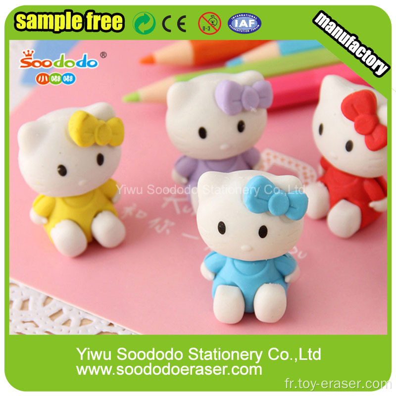 Bonjour Kitty gomme chaude vendre 3D promotionnels gommes à effacer en caoutchouc