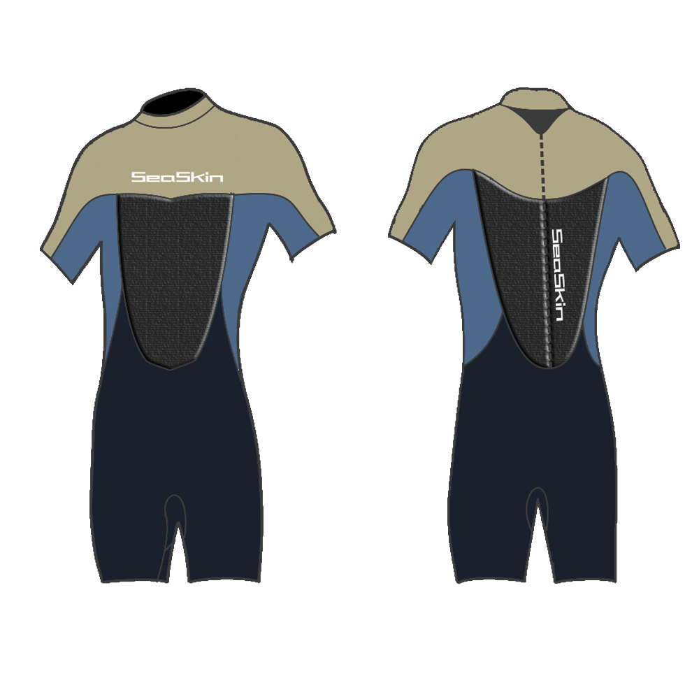 Seaskin Mens Back Zip Shorty Wetsuits untuk SCUBA Diving