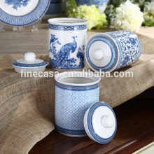 800CC Elegant Fine New Bone China Blue and White Canister