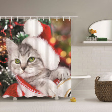 72x84 Cat Animal Shower Curtain Pet Printed Fabric Shower Curtain In Shower Rooms For Christmas