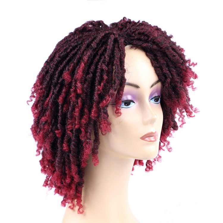 Short Dreadlock Wig 6inch Twisted Wigs for Black Women Faux Locs Afro Braids Crochet Hair Wig Synthetic Hair