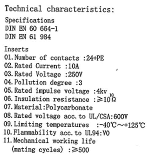 16A Han E 16pins Heavy Duty