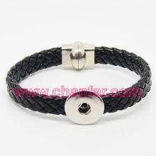 Wholesale leather wrap bracelet with snap button jewelry fit for 18mm button