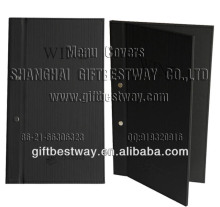 New style Bl leather menu book restaurant menu holder
