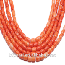 Charming 7x10mm Pillar-shaped Orange Coral Loose String of Beads