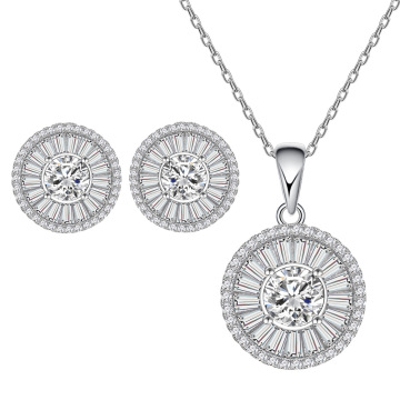Light Luxury Sterling Silver Zircon Earring and Necklace Set with Locket