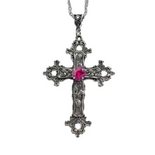 Punk Crystal Big Cross Pendant Necklaces for Women and Men - Gothic Irregular Cross Clavicle Chain Jewelry