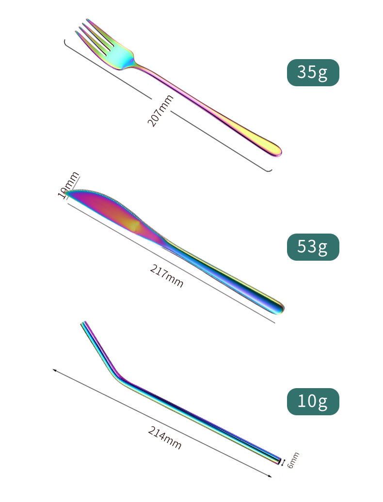 spoon fork knife straw set