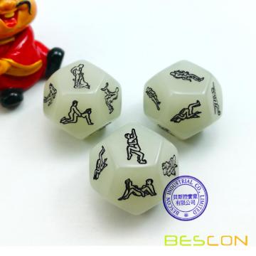 Glowing 12 Sides Love Dice Lover Posición de sexo Luminous Dice para parejas de adultos Dirty Dice Game Diversión para adultos Juguetes sexuales Juegos