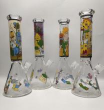 Super Thick Glass Beaker Bongs with Cartoon Smoker