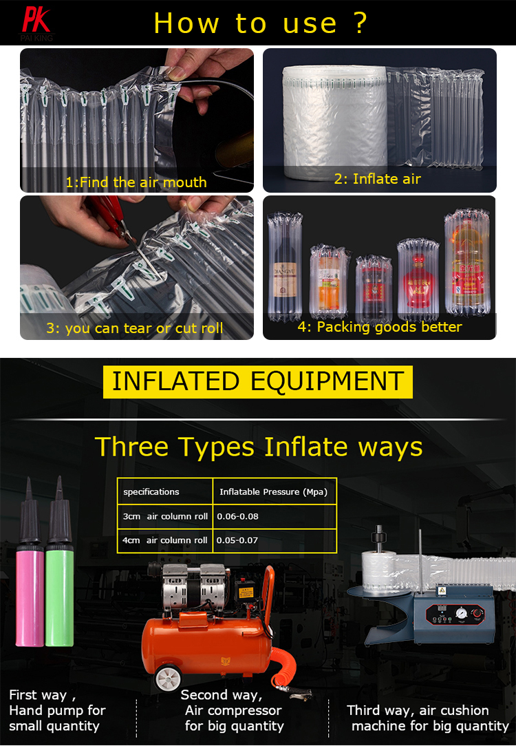 Air Column Roll Inflatable Packaging Computer Safety Wholesale Air Column Cushion Bubble Plastic Wrap Roll