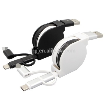 3 in 1 USB charging cable sync data extension flat cable retractable 3 in 1 USB data cable