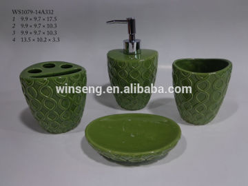 4pcs Handmade Ceramic Embossed bathroom Accessories Sets