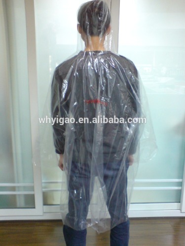 Clear transparent waterproof PE raincoat poncho hooded