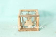 wood decorative glass candle holder