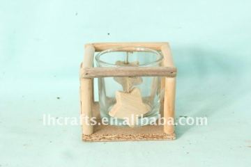 wood decorative glass candle holder