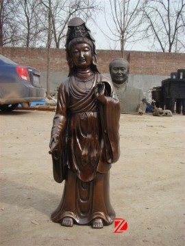 bronze standing kuan yin statue