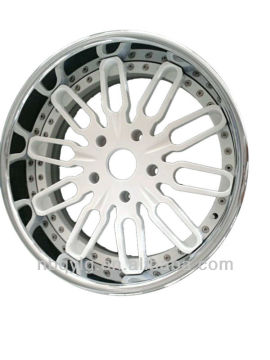 Chrome Outer ,White Center Multi Spoke Luxury Three Piece Forged Wheel