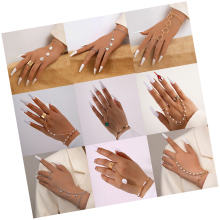 Personalized Bohemian Handcrafted Artificial Pearl Women's Charm Bangle Bracelet & Ring Set