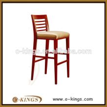 Solid wooden legs and backrest seater leather bar chair