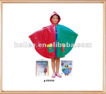 pvc fashionable rain poncho for kids