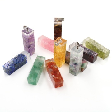 7 chakra Augen pendant Amethyst Pendants Crystal gravel square women's Fashion Necklace