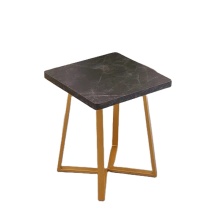 Square Black Laminated Coffee Tables with V Shape Gold Metal Legs for Restaurants