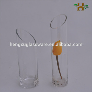 slanted top cylinder glass vase